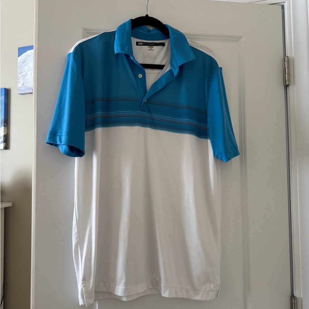 Men's Blue and White Polo Shirt